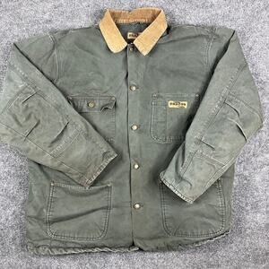 Brazos Jacket Mens XXL Green Corduroy Collar Canvas Workwear Utility Coat